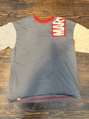 Marvel Short Sleeve Colorblock Tee - Navy, Gray, Cream, Red Trim